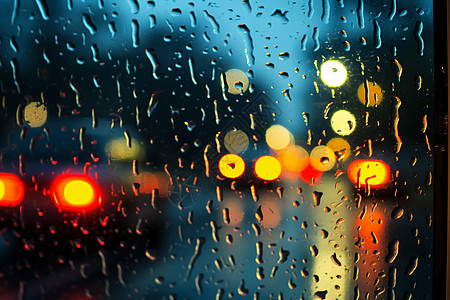 雨天打伞汽车玻璃的雨水背景