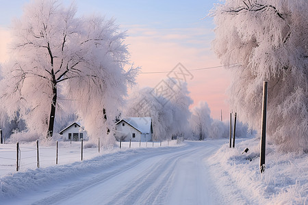 冰雪乡村的美丽景色图片