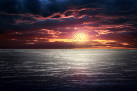 海平面的太阳图片