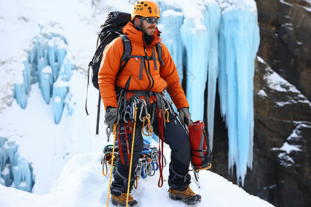 冰川登山的男子图片