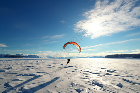 雪地风筝的滑翔者图片