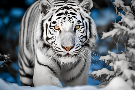 冬季户外的白虎图片