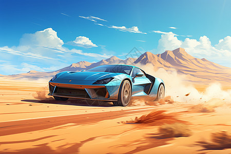 沙漠中的跑车图片