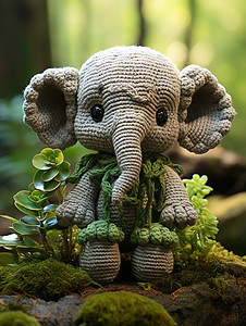 被苔藓覆盖的大象娃娃图片