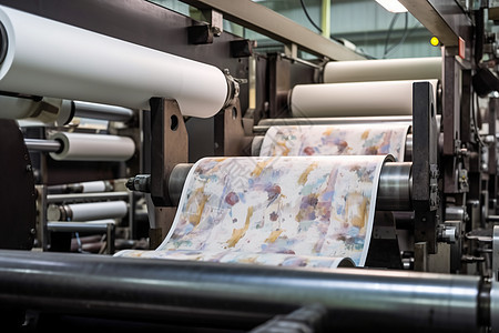 印刷工厂中的大型卷筒纸图片