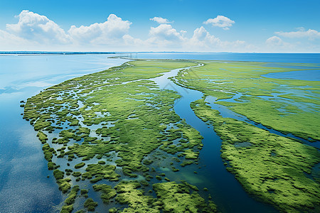 蓝天白云碧海的风景图片