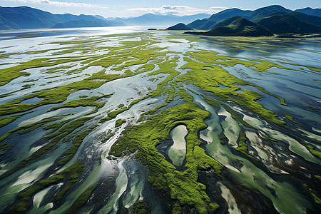 流水地貌的航拍图片