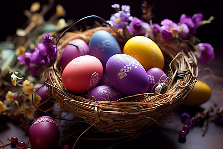 彩色的复活节彩蛋背景图片