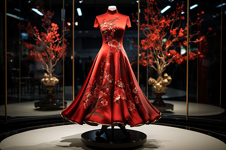 古典的红色旗袍图片