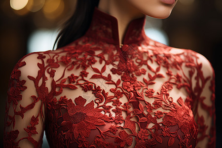 蕾丝边中式旗袍背景图片