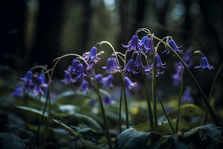 青花森林中的紫罗兰图片