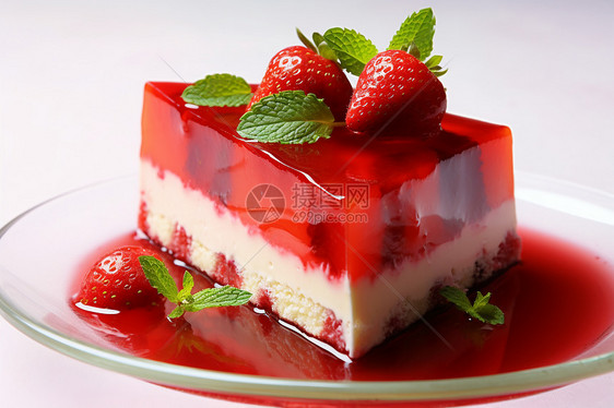 美味诱人的草莓奶酪蛋糕图片