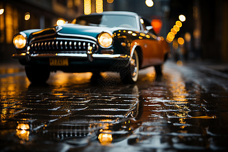 街道上的复古老式汽车图片