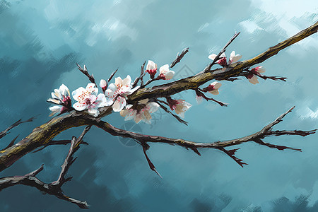 花团锦簇的樱花油画插图图片
