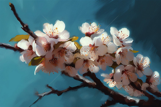 创意艺术的樱花油画插图图片