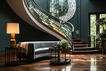 华丽装饰的现代别墅楼梯扶手图片