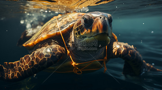 大海中游弋的海龟图片