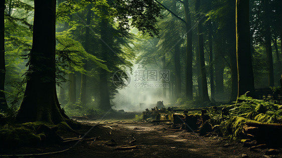 神秘的林间迷雾森林景观图片