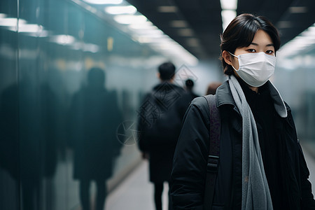 带着口罩的女子图片