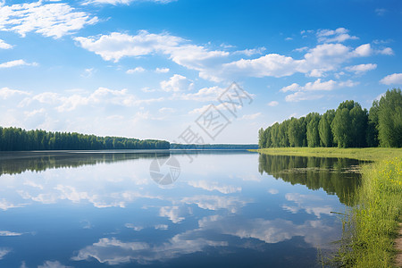 夏季的湖泊之美图片