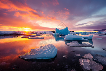 冰岛火红的夕阳图片