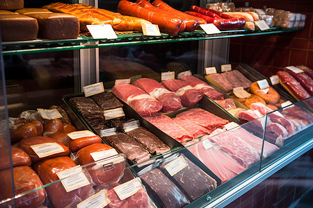 商店的肉品陈列背景