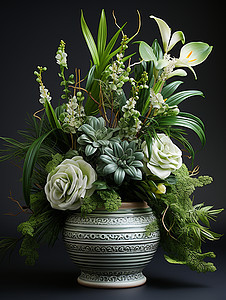 花瓶里的绿色植物图片