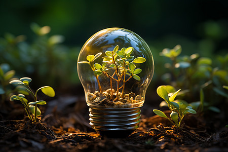 创意的灯泡植物背景图片
