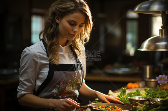 厨房烹饪的女士图片