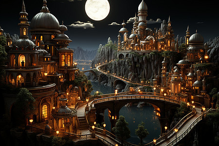 月光下的梦幻城堡图片