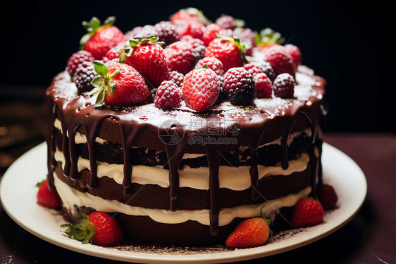 甜蜜的草莓巧克力蛋糕图片