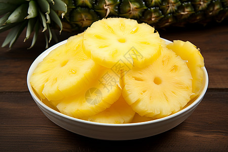 享受切片的菠萝图片
