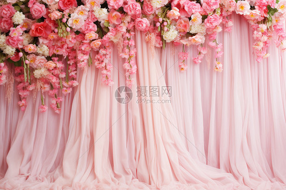 粉色鲜花幕布背景图片
