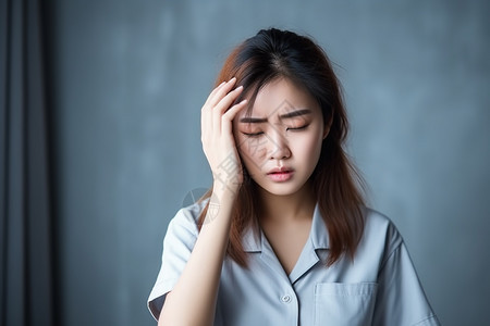 头疼难受的女人背景图片