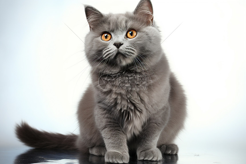 灰色猫咪在白色背景下图片