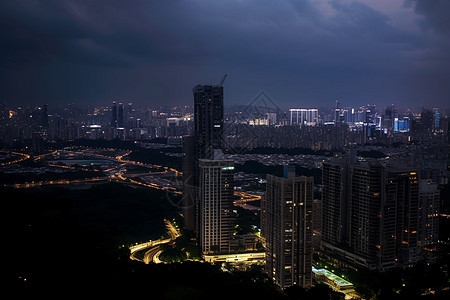 夜幕下的城市高楼图片