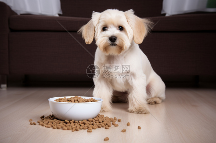 小狗吃狗粮图片