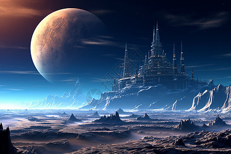 外星球上的城堡背景图片