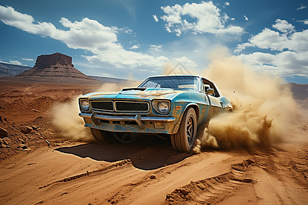 沙漠中的汽车背景图片