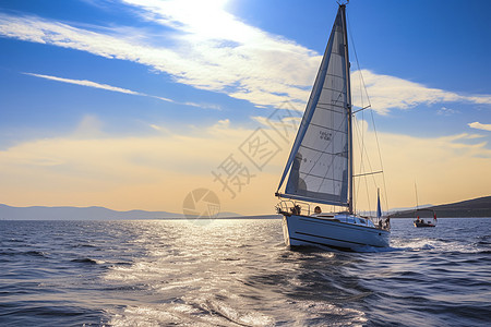 航行中的豪华帆船背景图片