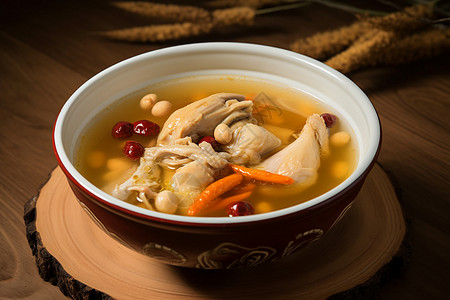 秋季饮食美味鸡汤背景
