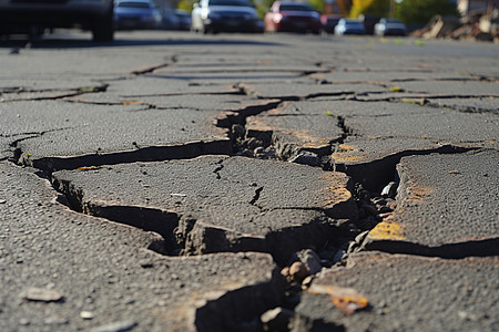 破碎的城市道路图片