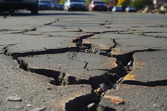 破碎的城市道路图片