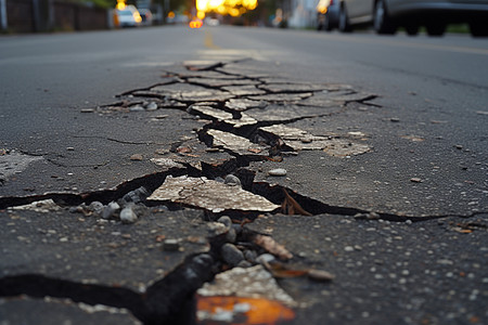 损坏的沥青道路图片