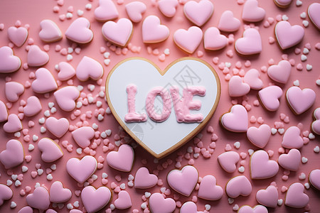 爱情甜蜜的爱心饼干背景图片