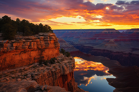 美丽黄昏云彩中的大峡谷背景图片
