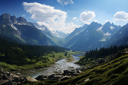 美丽的山脉山谷景观图片