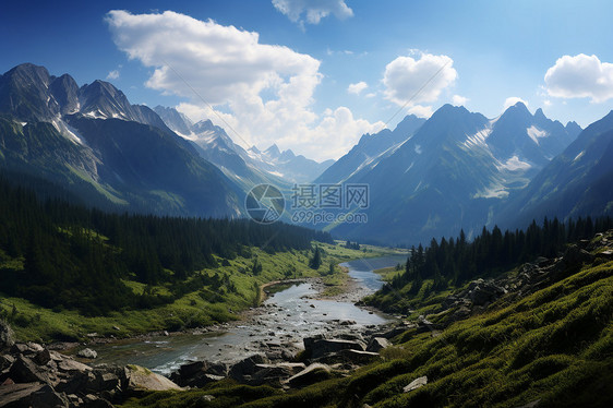 美丽的山脉山谷景观图片