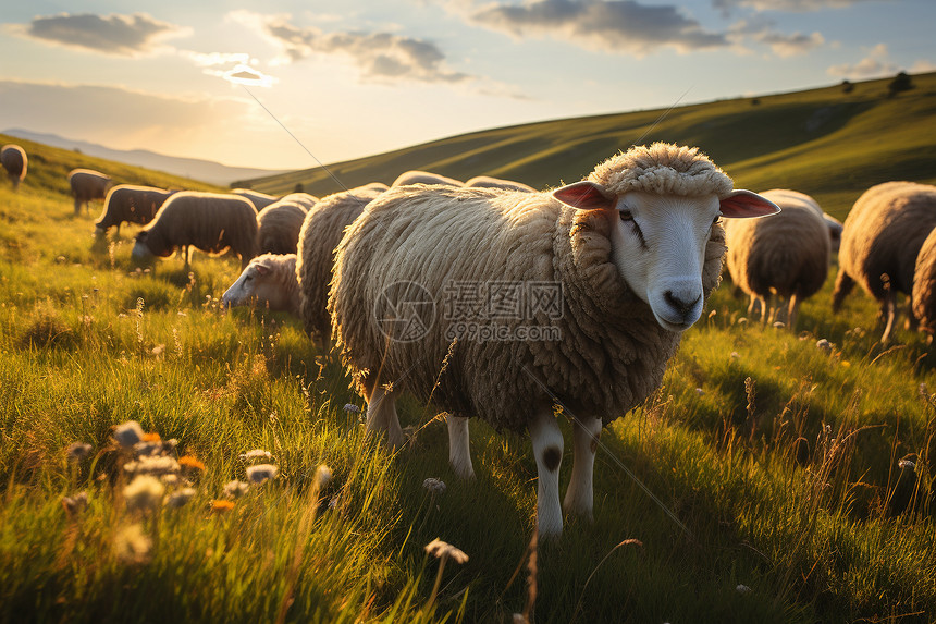 农业养殖场中的绵羊图片