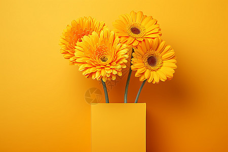 黄色背景的花朵图片